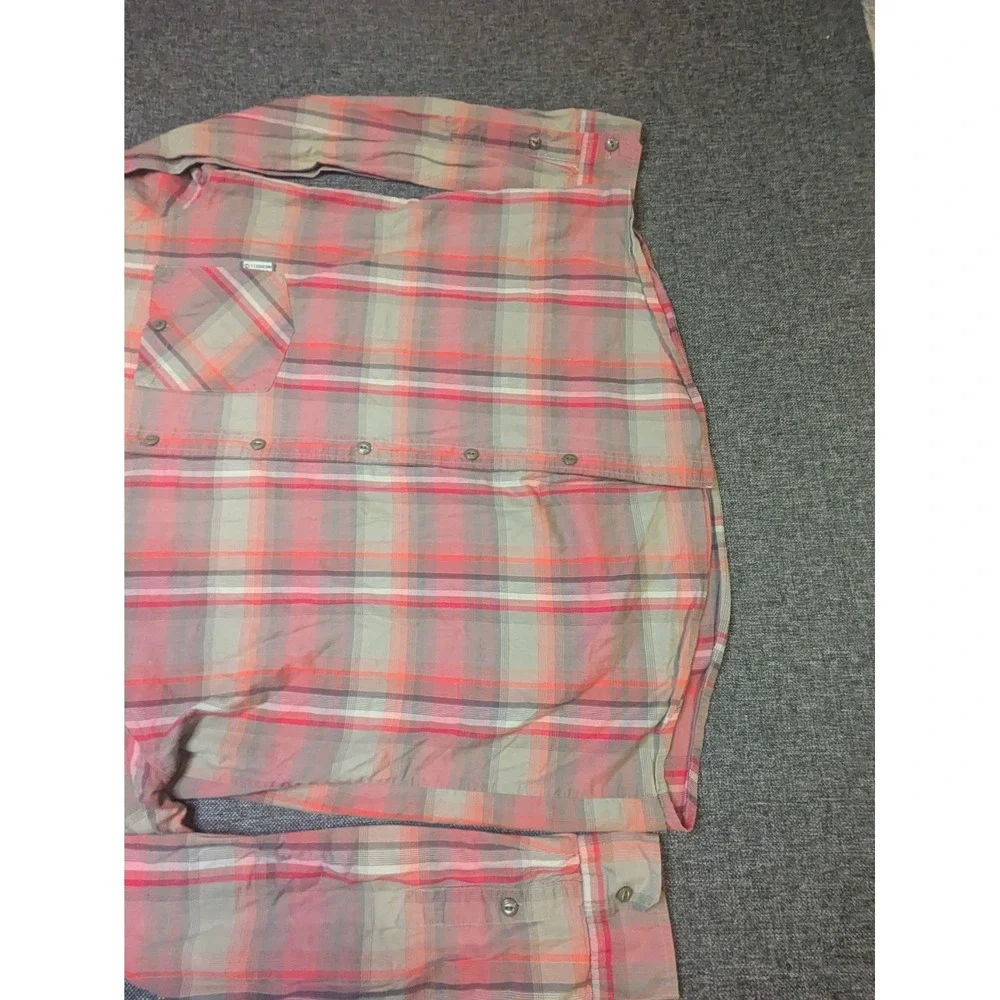 Merrell Mens Plaid Button Up Shirt Size XL Red Green Long Sleeve Collared